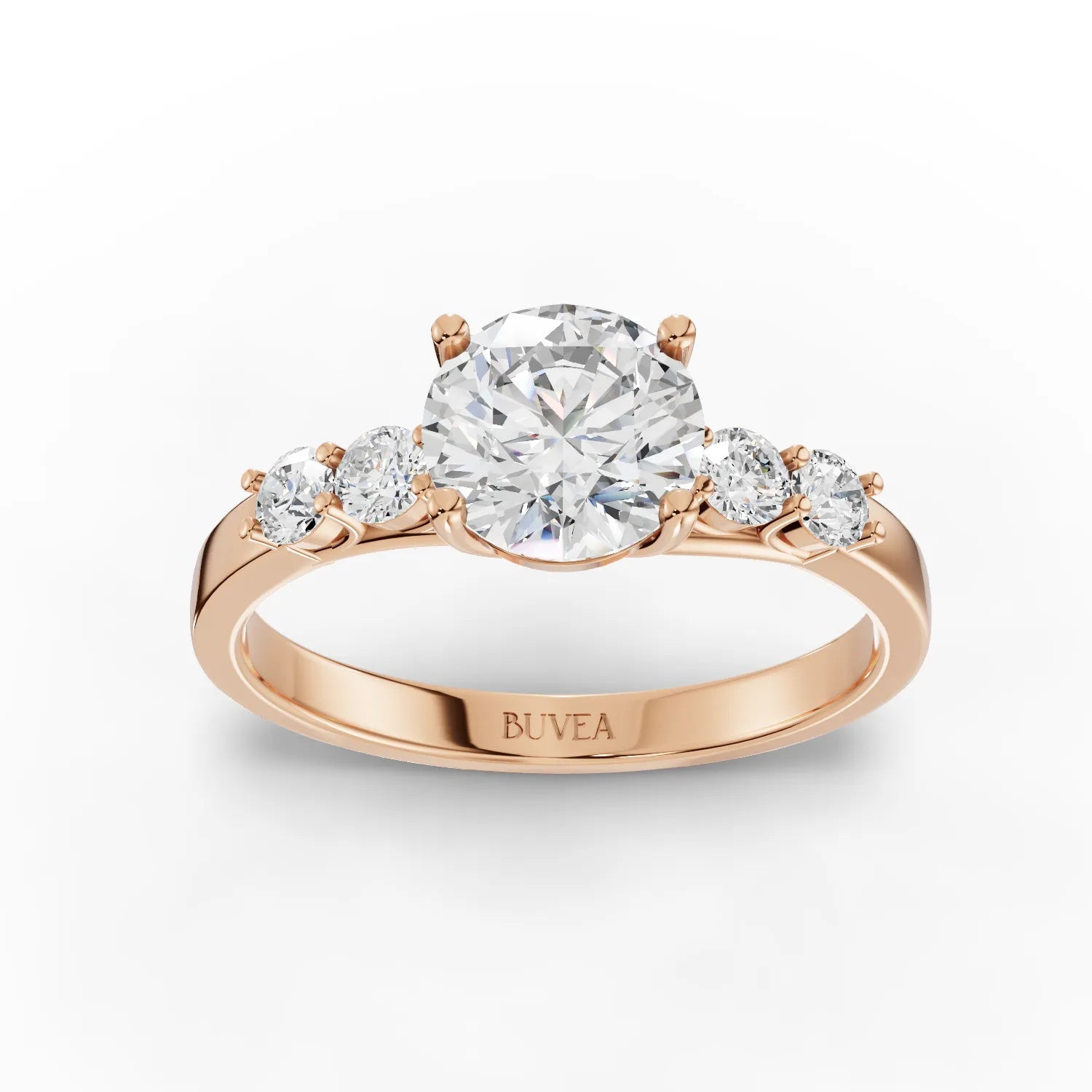 1.24CT Round Lab Diamond Premium Accent Engagement Ring - Buvea Jewels