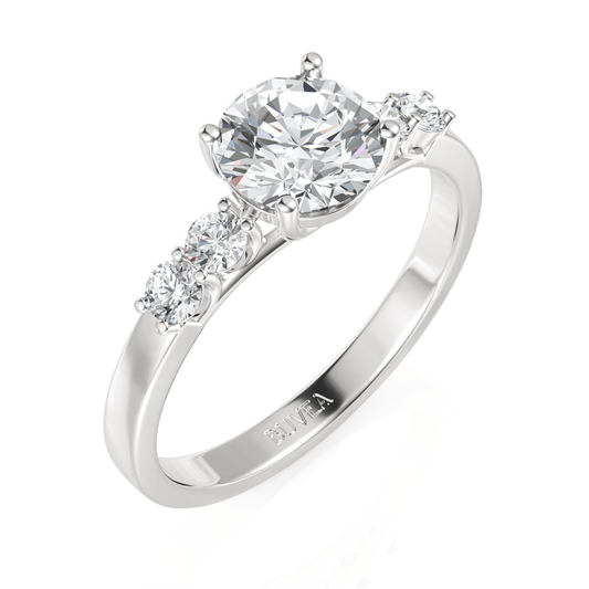 1.24CT Round Lab Diamond Premium Accent Engagement Ring - Buvea Jewels