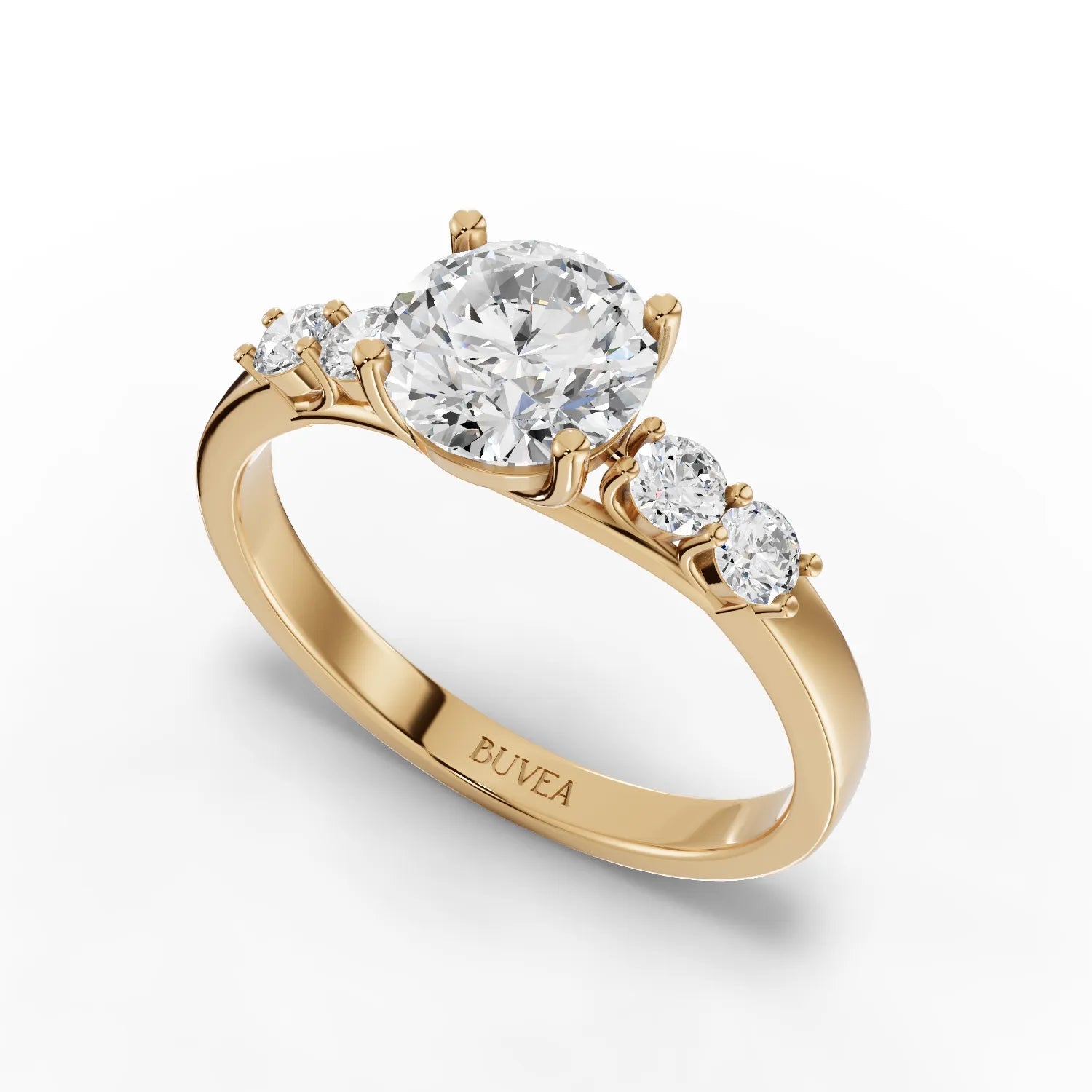 1.24CT Round Lab Diamond Premium Accent Engagement Ring - Buvea Jewels