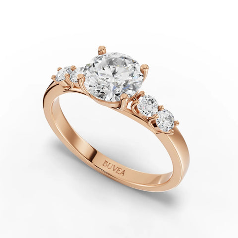 1.24CT Round Lab Diamond Premium Accent Engagement Ring - Buvea Jewels