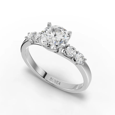 1.24CT Round Lab Diamond Premium Accent Engagement Ring - Buvea Jewels