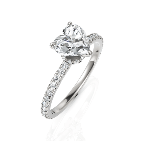 1.29CT Heart Lab Diamond Hidden Halo Accent Engagement Ring - Buvea Jewels