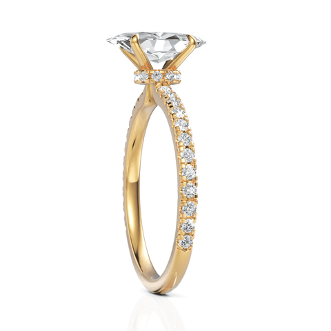 1.29Ct Marquise Lab Diamond Hidden Halo Accent Engagement Ring - Buvea Jewels