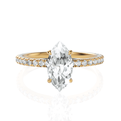 1.29Ct Marquise Lab Diamond Hidden Halo Accent Engagement Ring - Buvea Jewels