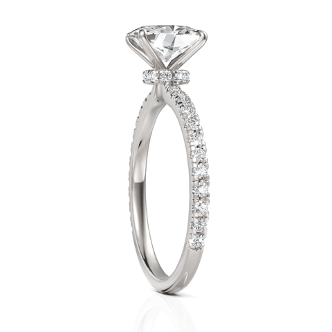 1.29CT Oval Lab Diamond Hidden Halo Accent Engagement Ring - Buvea Jewels