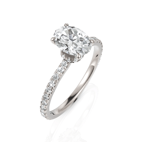 1.29CT Oval Lab Diamond Hidden Halo Accent Engagement Ring - Buvea Jewels