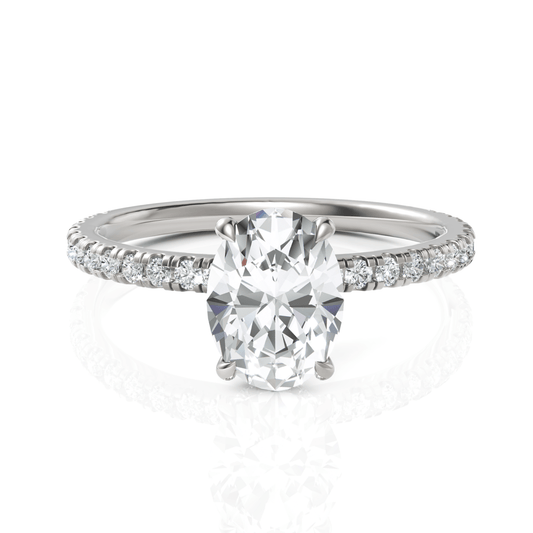 1.29CT Oval Lab Diamond Hidden Halo Accent Engagement Ring - Buvea Jewels