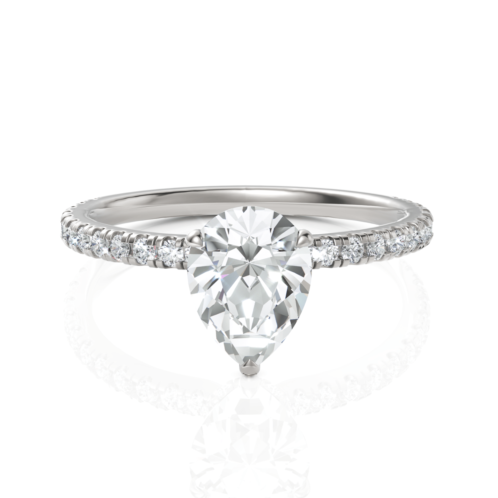 1.29CT Pear Round Lab Diamond Hidden Halo Accent Engagement Ring - Buvea Jewels