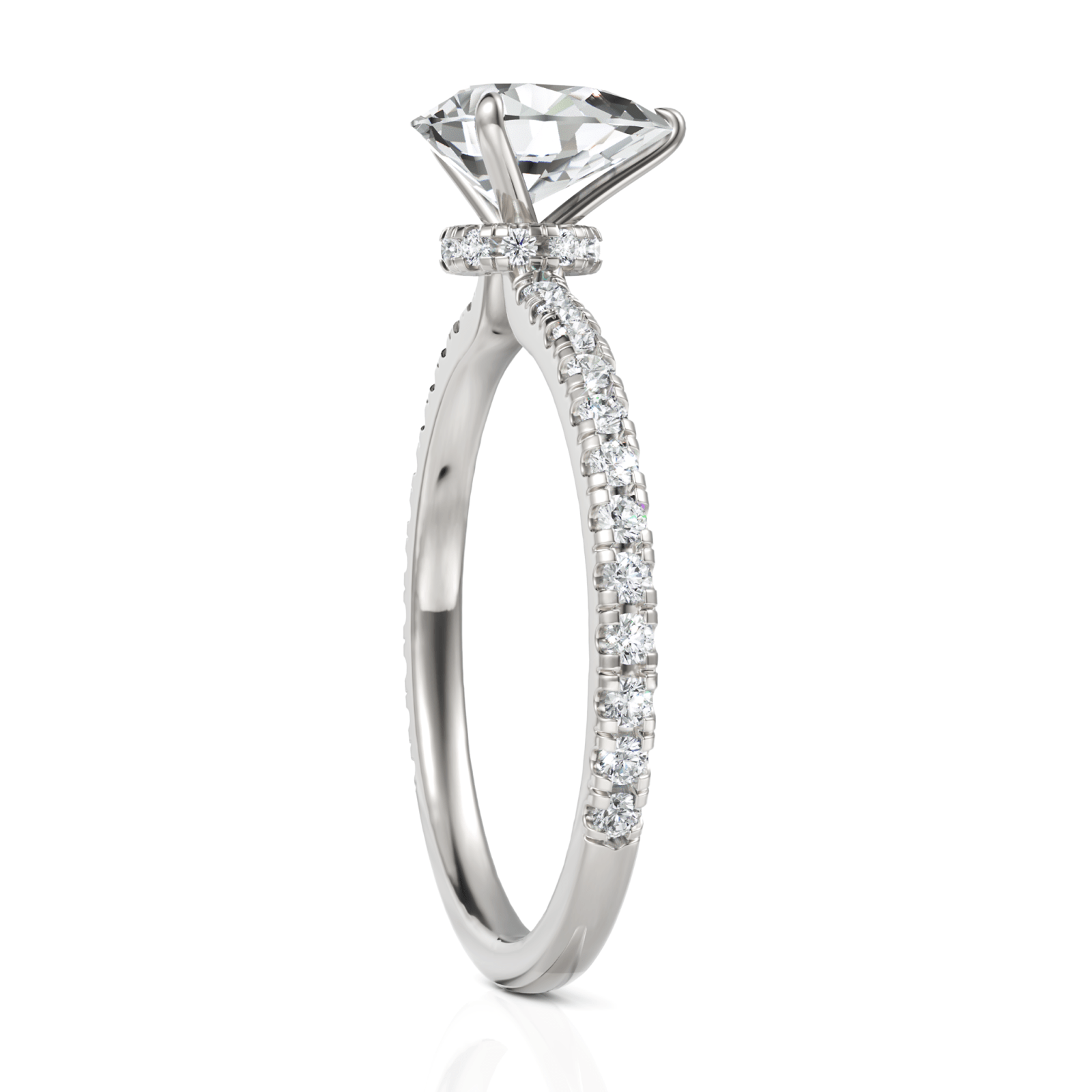 1.29CT Pear Round Lab Diamond Hidden Halo Accent Engagement Ring - Buvea Jewels