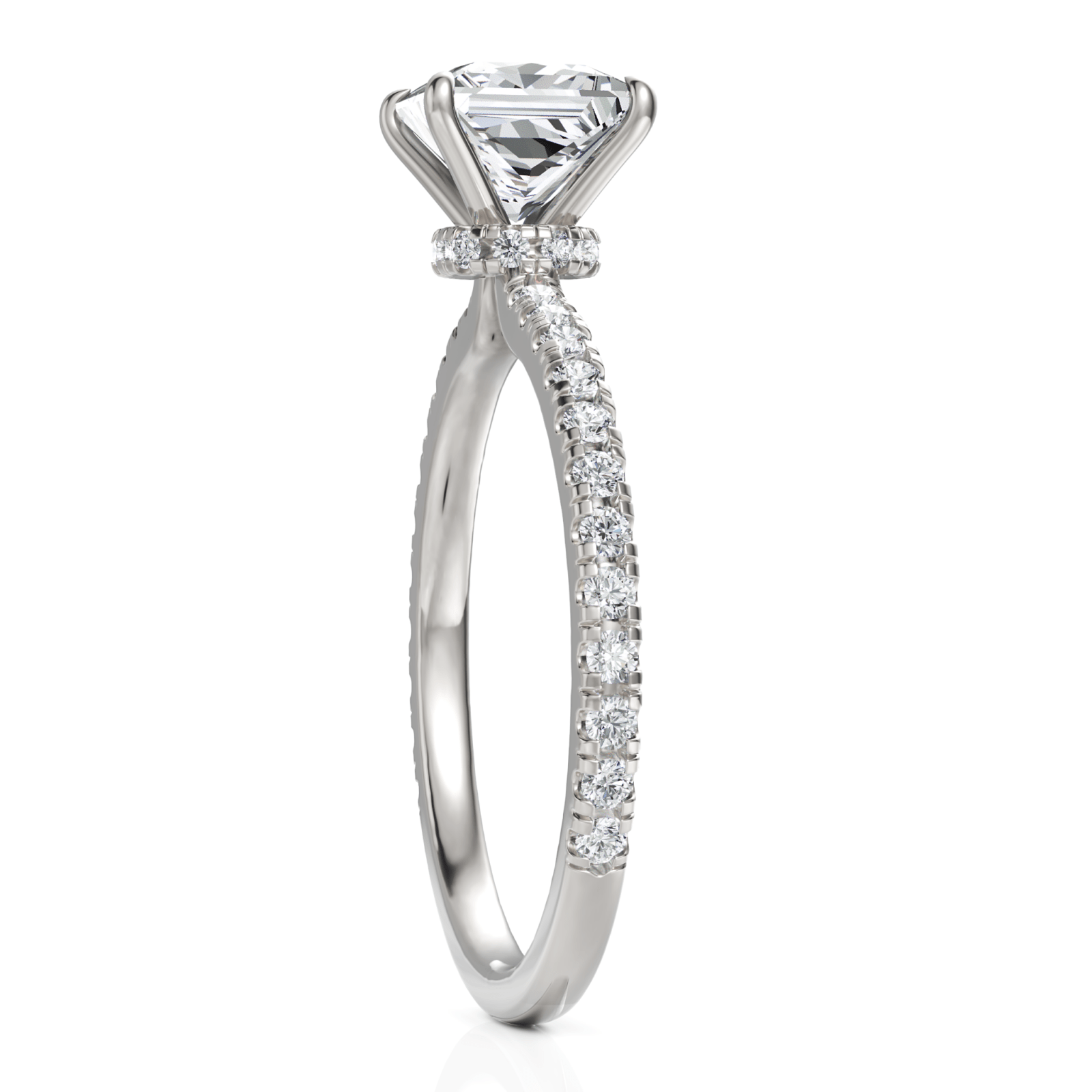 1.29CT Princess Lab Diamond Hidden Halo Accent Engagement Ring - Buvea Jewels