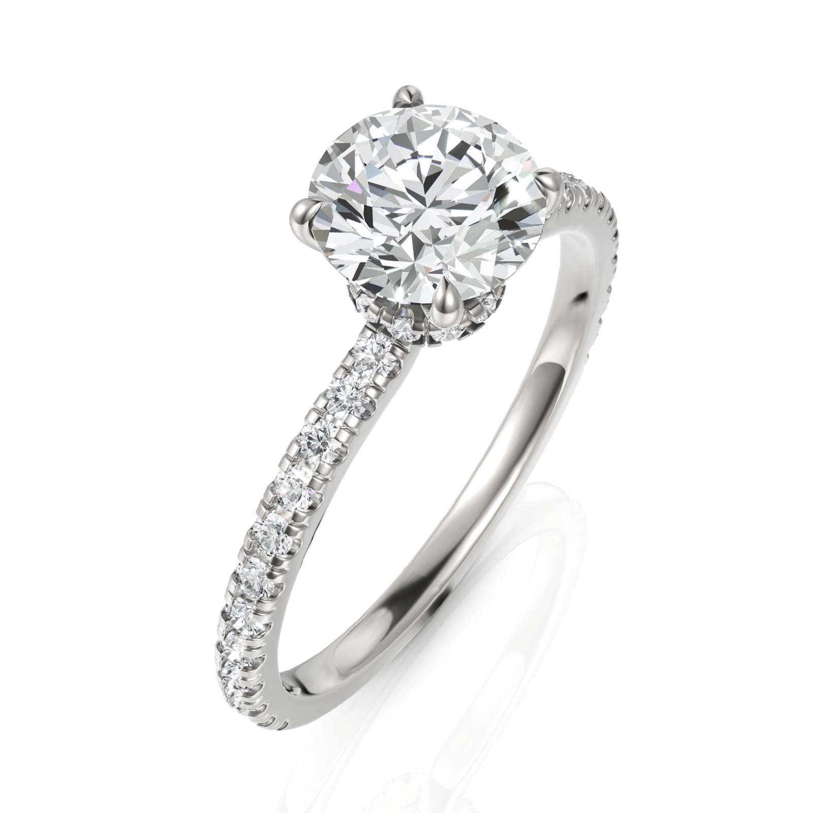 1.29CT Round Lab Diamond Hidden Halo Accent Engagement Ring - Buvea Jewels