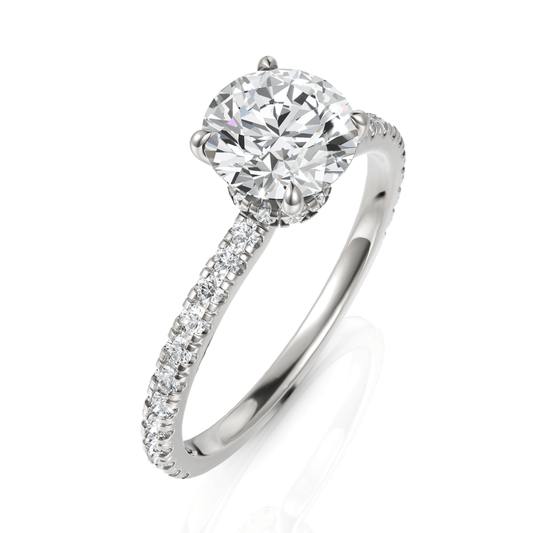 1.29CT Round Lab Diamond Hidden Halo Accent Engagement Ring - Buvea Jewels