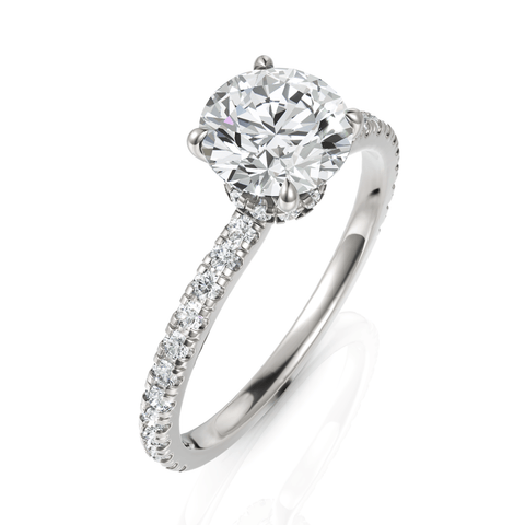 1.29CT Round Lab Diamond Hidden Halo Accent Engagement Ring - Buvea Jewels