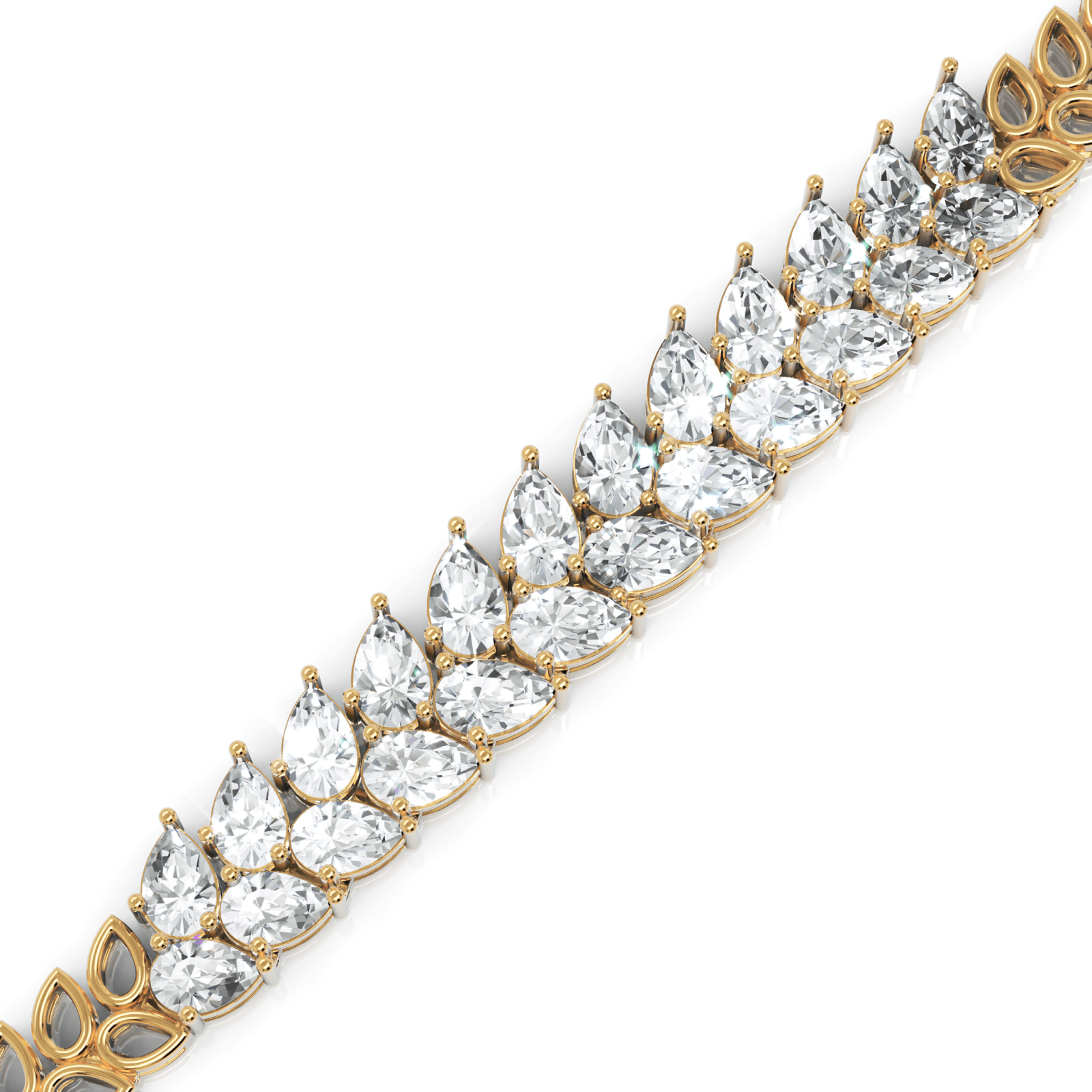 12CT Pear Lab Diamond Leaf Motif Everyday Fashion Bracelet - Buvea Jewels