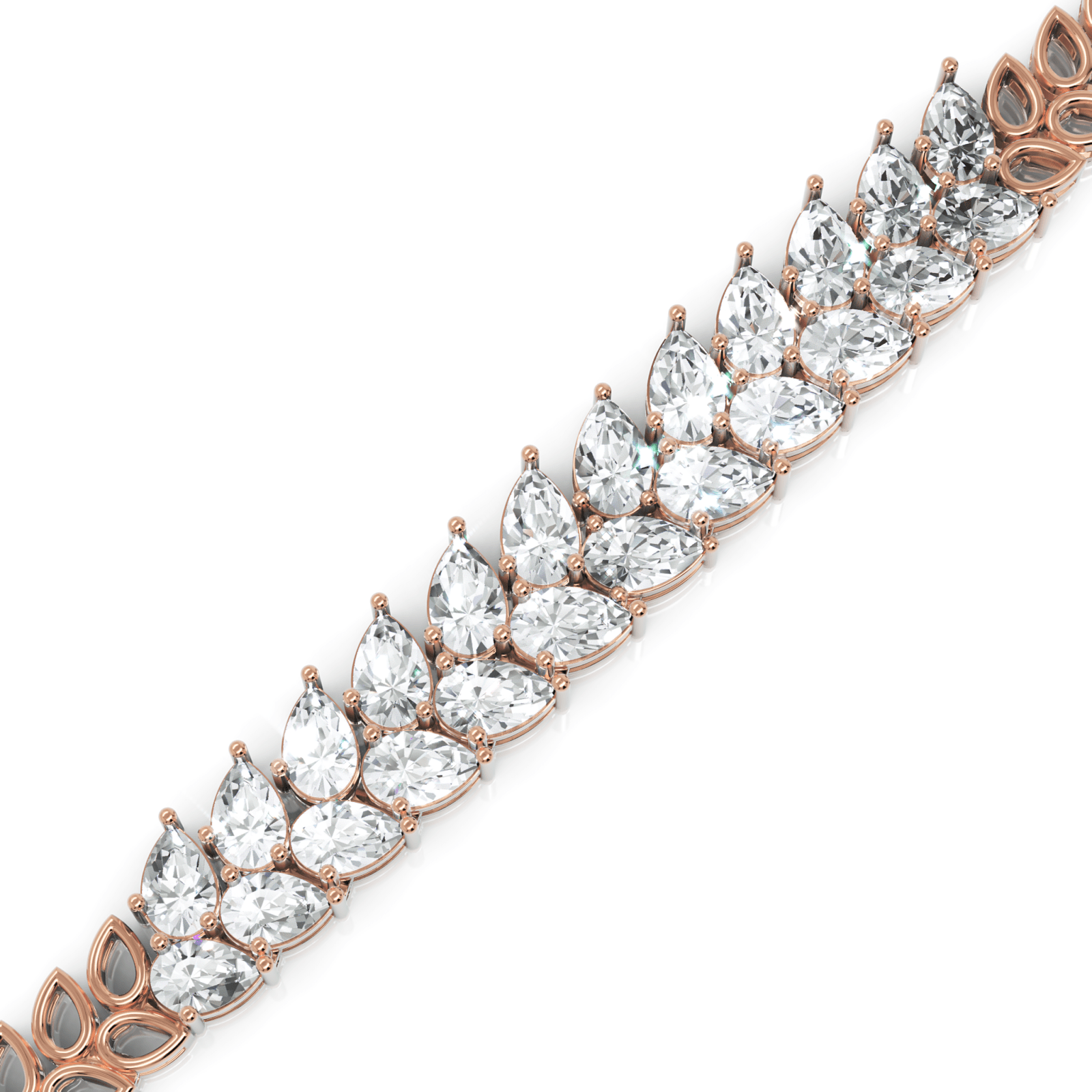 12CT Pear Lab Diamond Leaf Motif Everyday Fashion Bracelet - Buvea Jewels