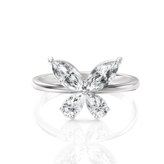 1.2CT Pear Marquise Lab Diamond Premium Butterfly Fashion Ring - Buvea Jewels