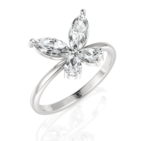 1.2CT Pear Marquise Lab Diamond Premium Butterfly Fashion Ring - Buvea Jewels