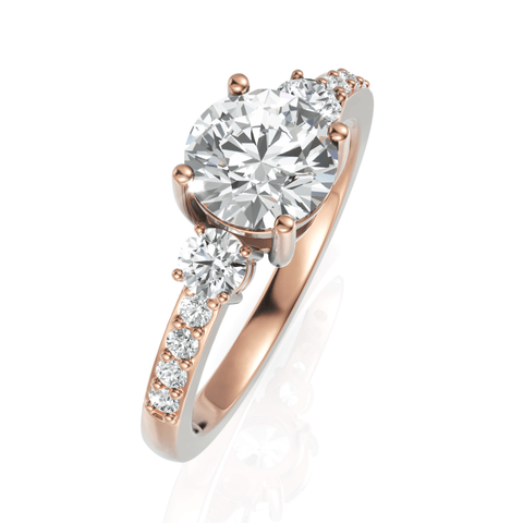 1.32CT Round Lab Diamond Accent Three Stone Accent Engagement Ring - Buvea Jewels