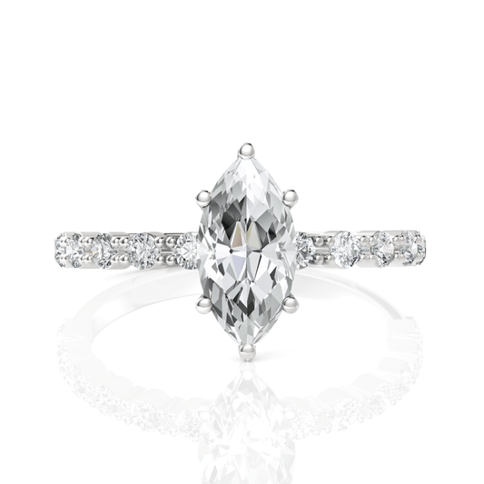 1.36CT Marquise Lab Diamond Premium Accent Engagement Ring - Buvea Jewels