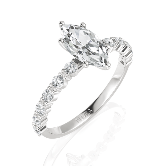 1.36CT Marquise Lab Diamond Premium Accent Engagement Ring - Buvea Jewels