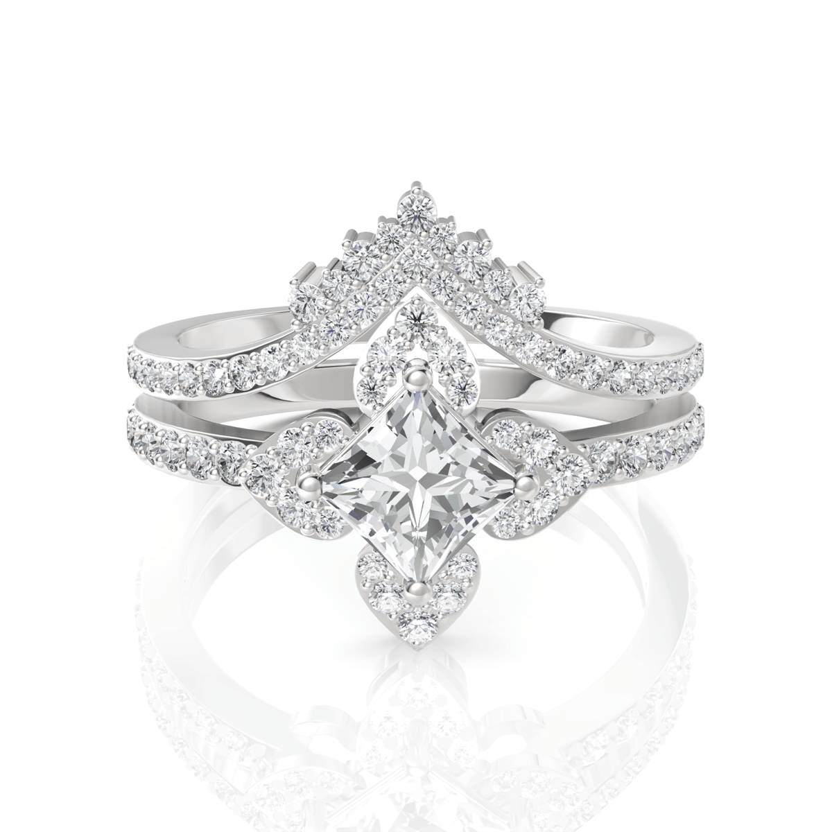 1.38CT Princess Lab Diamond Premium Bridal Set Ring - Buvea Jewels