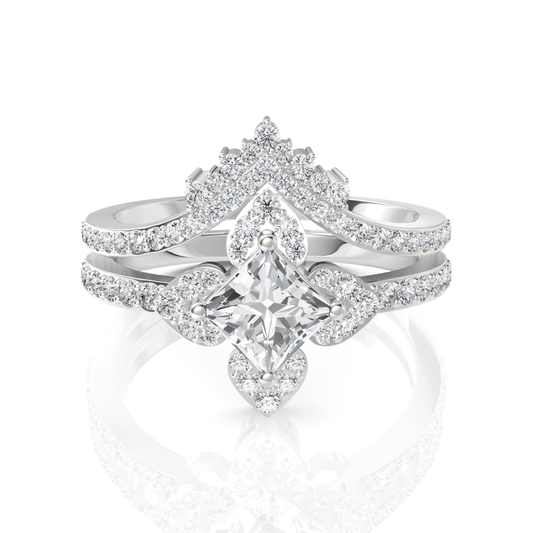 1.38CT Princess Lab Diamond Premium Bridal Set Ring - Buvea Jewels