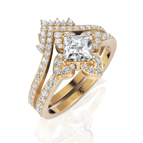 1.38CT Princess Lab Diamond Premium Bridal Set Ring - Buvea Jewels