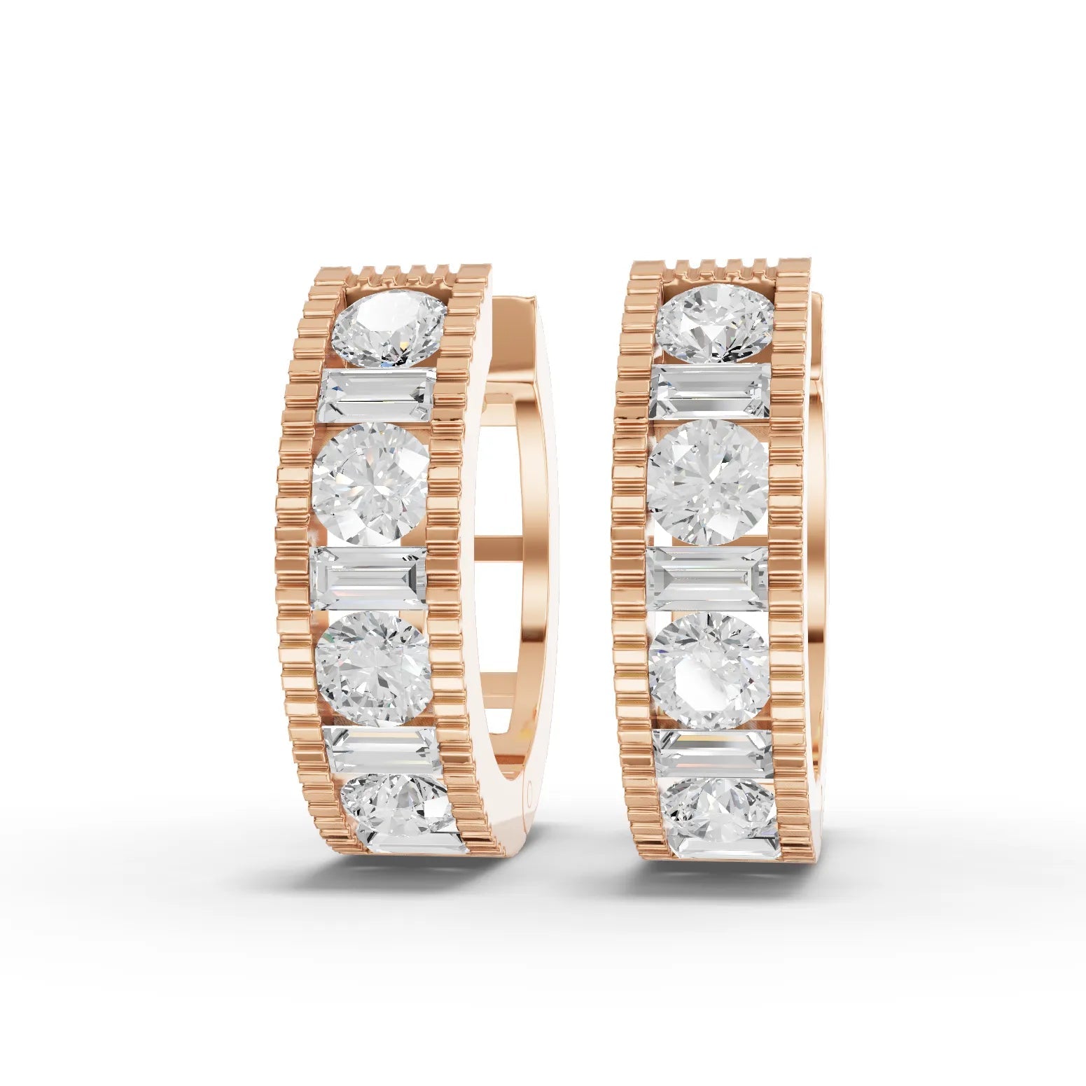 1.3CT Round Lab Diamond Channel Set Hoops Earrings - Buvea Jewels