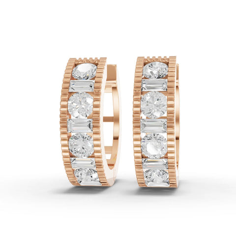 1.3CT Round Lab Diamond Channel Set Hoops Earrings - Buvea Jewels