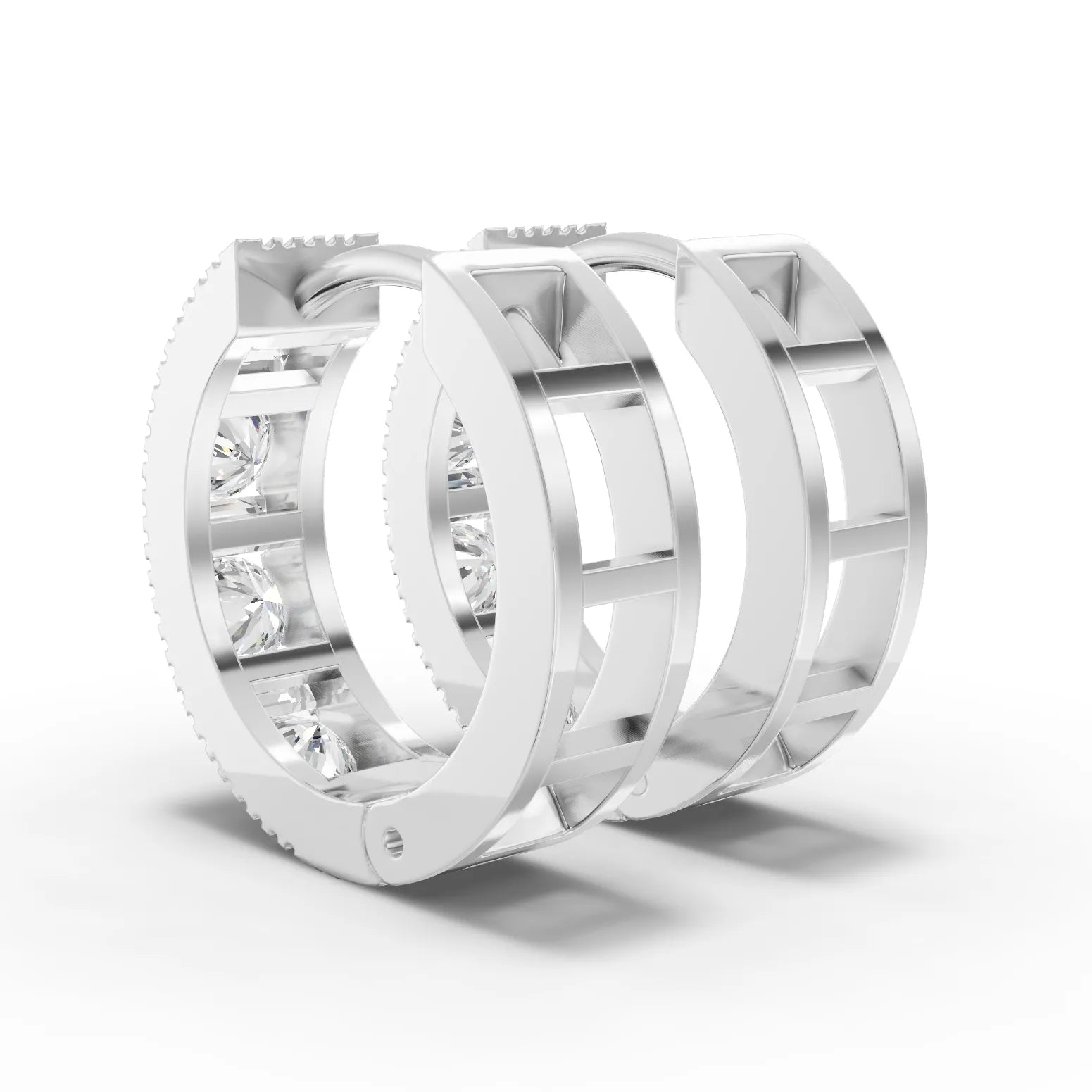 1.3CT Round Lab Diamond Channel Set Hoops Earrings - Buvea Jewels