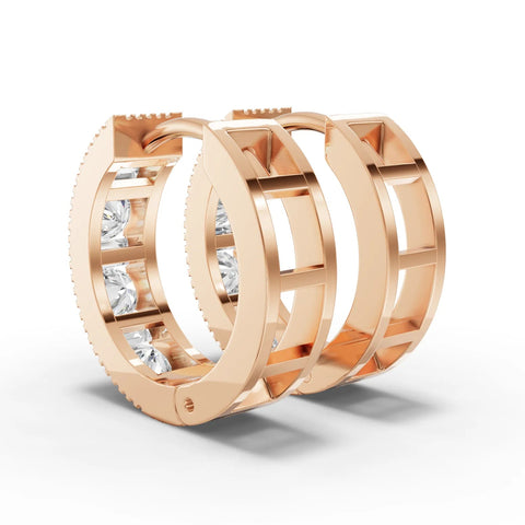 1.3CT Round Lab Diamond Channel Set Hoops Earrings - Buvea Jewels