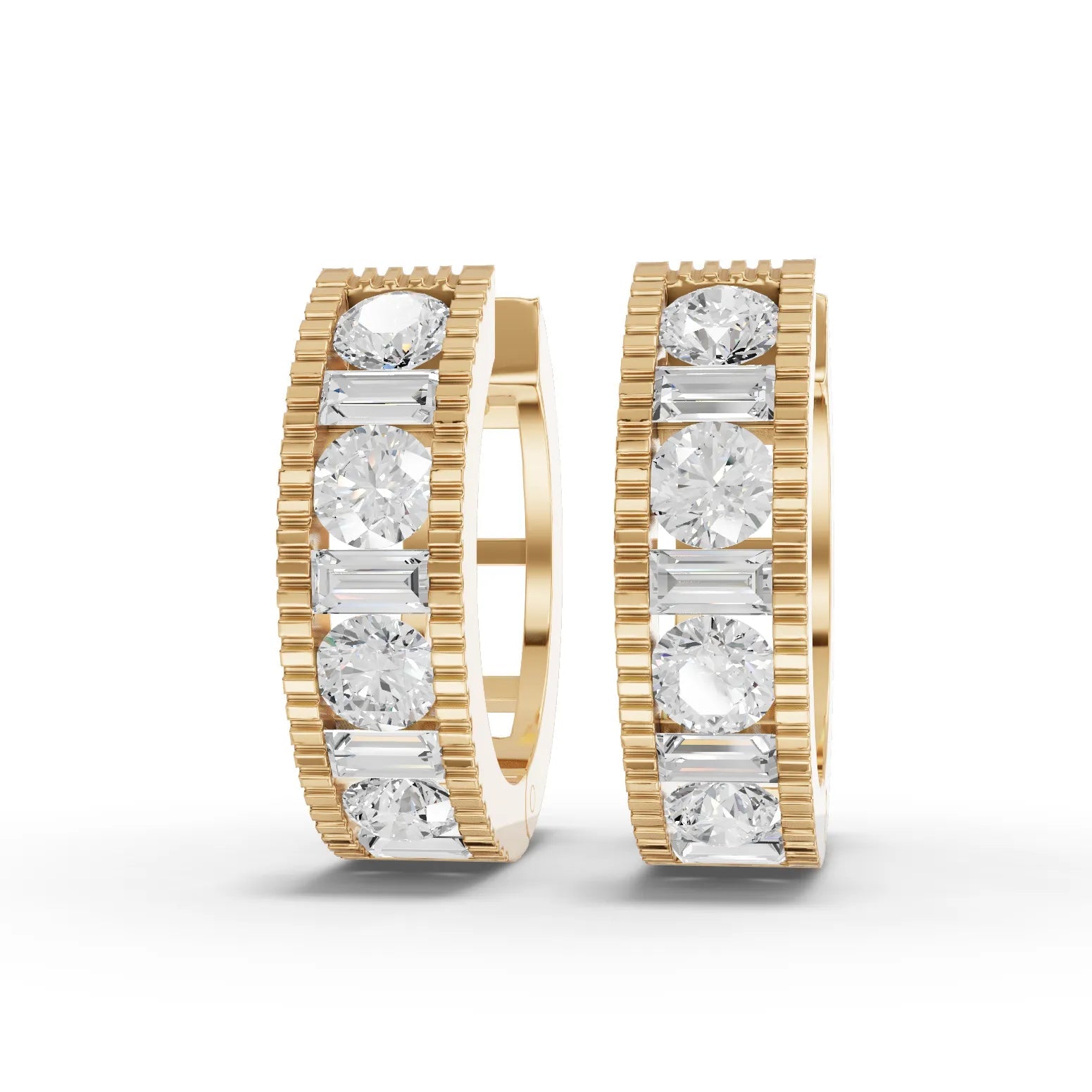 1.3CT Round Lab Diamond Channel Set Hoops Earrings - Buvea Jewels