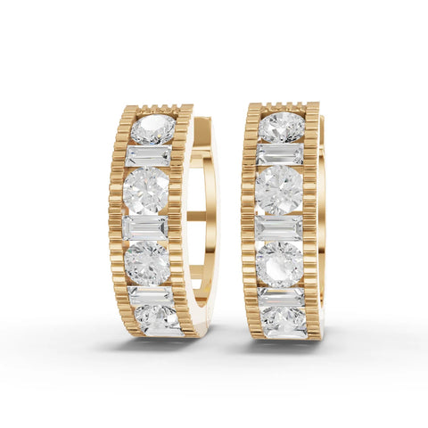 1.3CT Round Lab Diamond Channel Set Hoops Earrings - Buvea Jewels