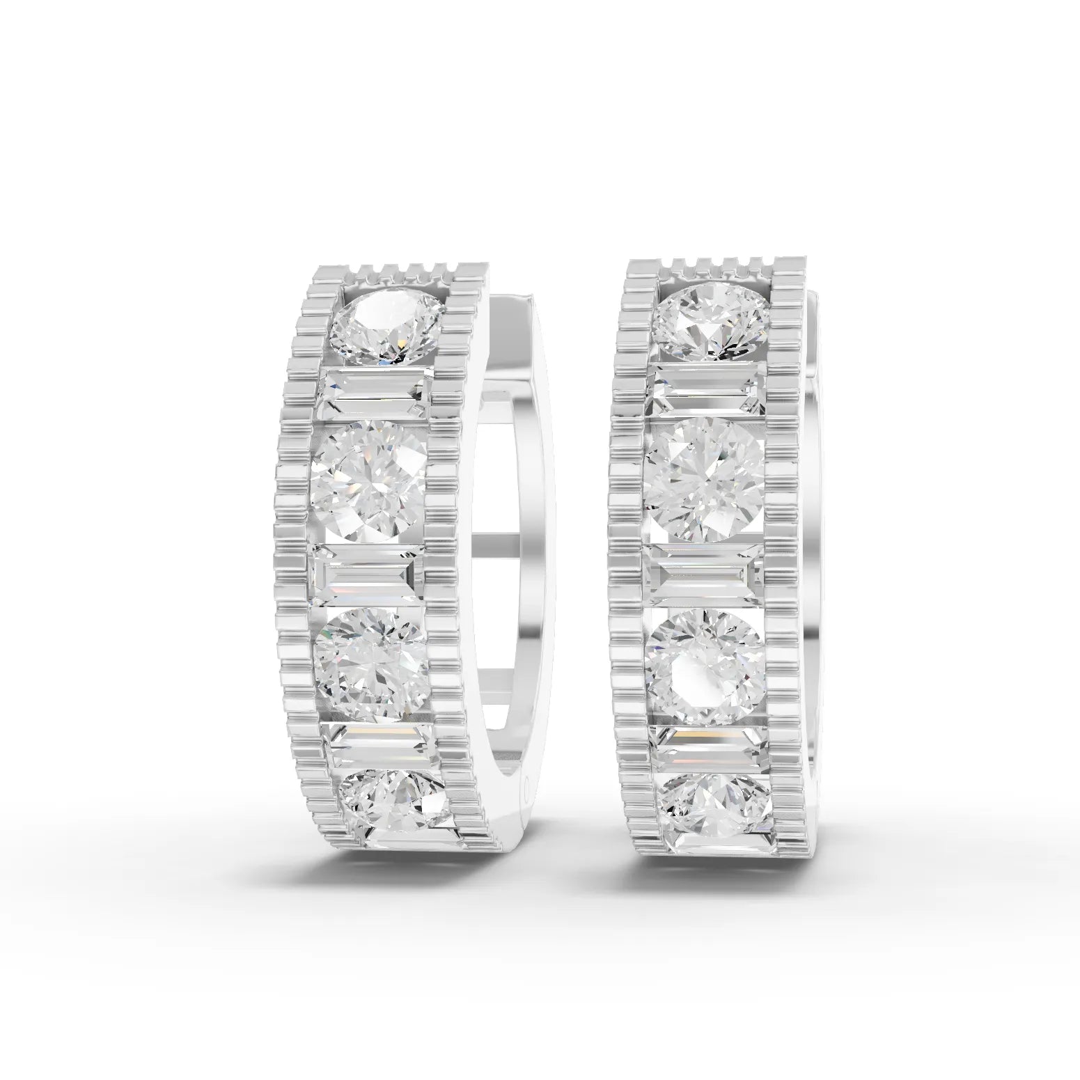 1.3CT Round Lab Diamond Channel Set Hoops Earrings - Buvea Jewels