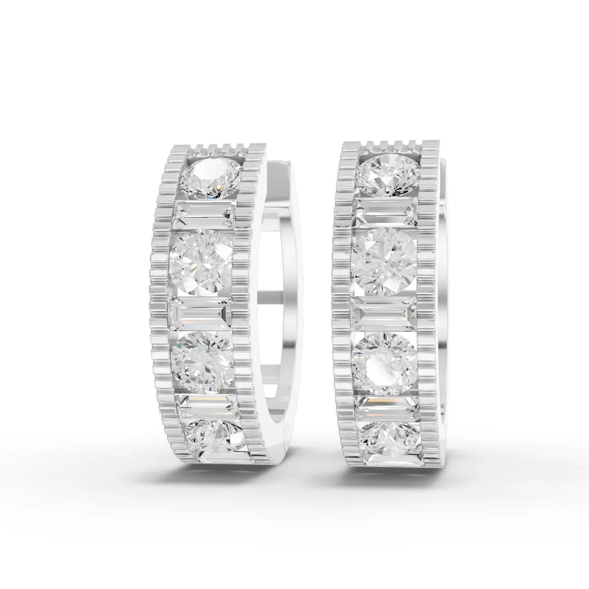 1.3CT Round Lab Diamond Channel Set Hoops Earrings - Buvea Jewels