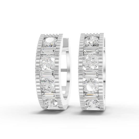 1.3CT Round Lab Diamond Channel Set Hoops Earrings - Buvea Jewels