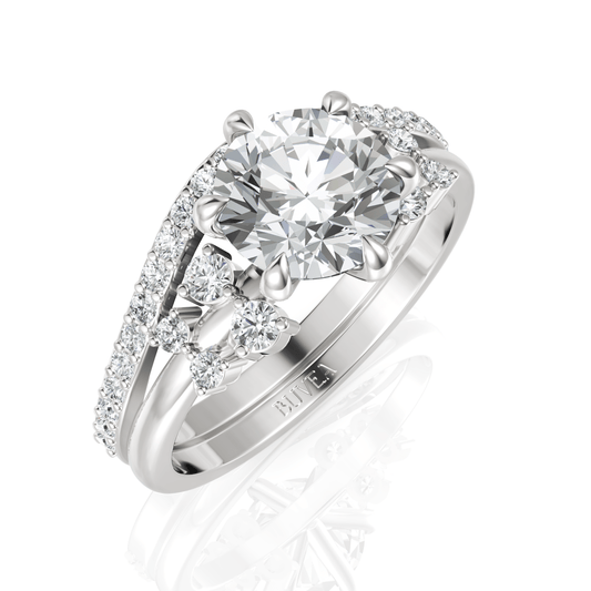 1.42CT Round Lab Diamond Premium Halo Wedding Ring - Buvea Jewels