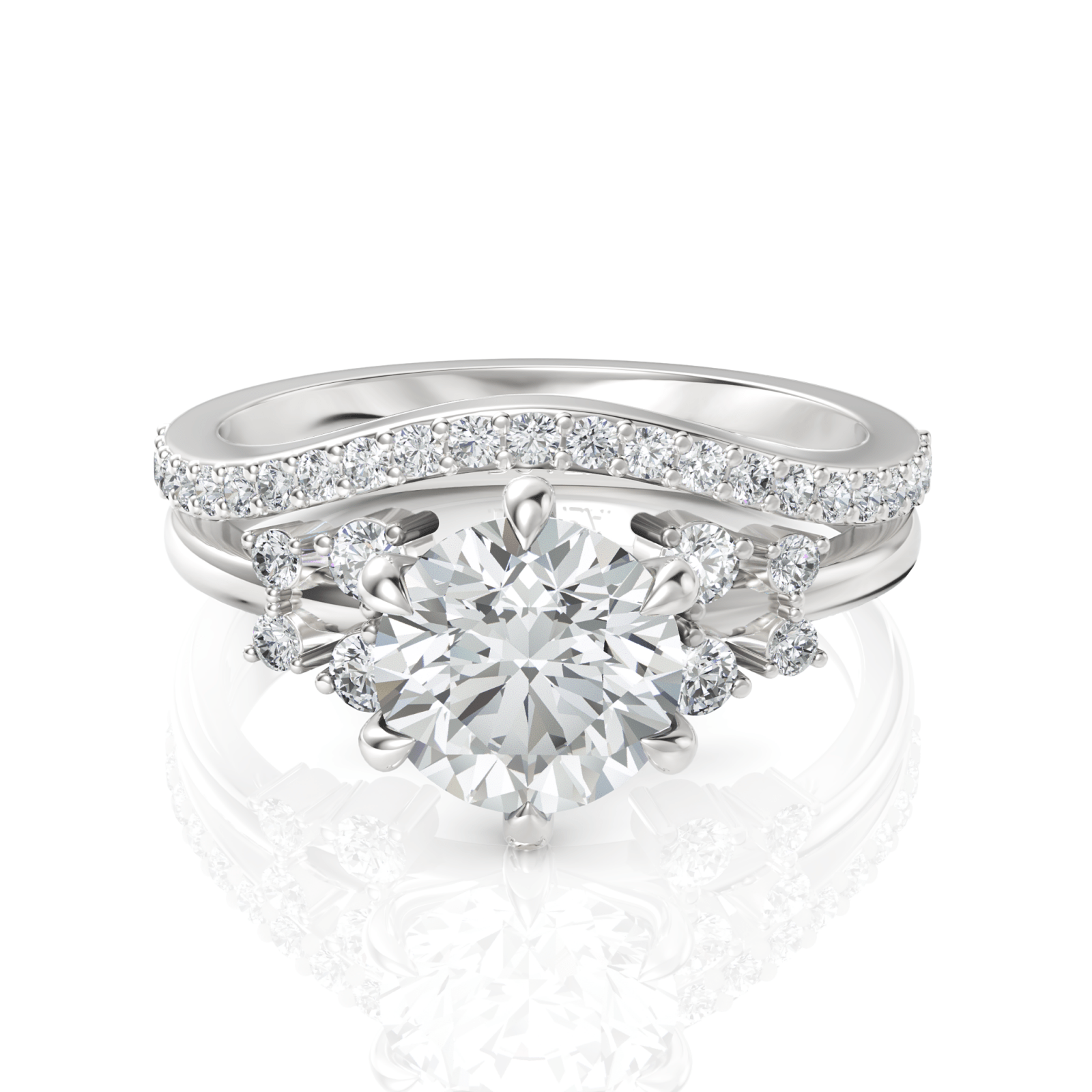 1.42CT Round Lab Diamond Premium Halo Wedding Ring - Buvea Jewels