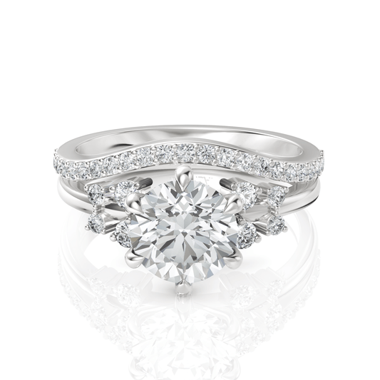 1.42CT Round Lab Diamond Premium Halo Wedding Ring - Buvea Jewels