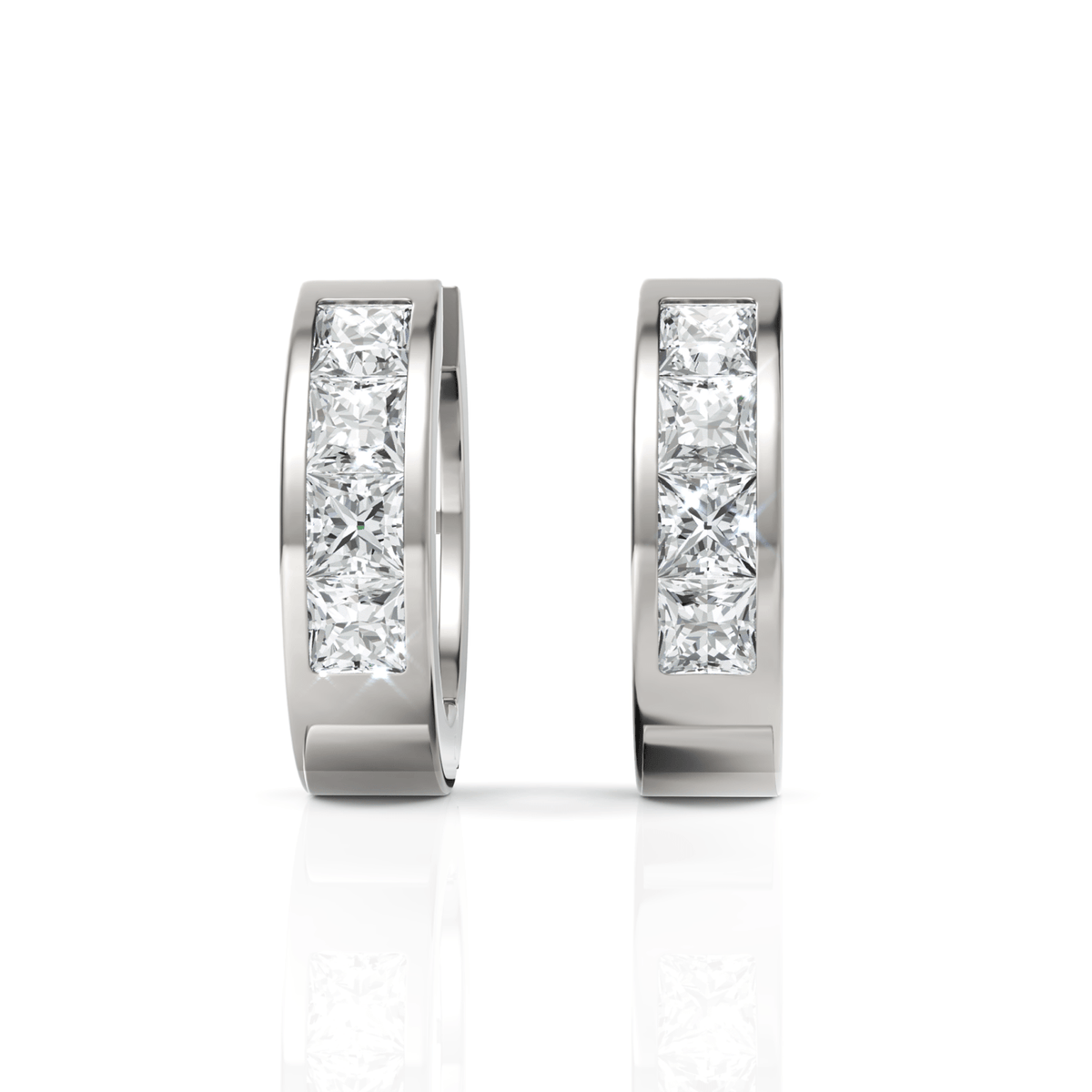 1.44CT Princess Lab Diamond Channel Set Hoops Earrings - Buvea Jewels