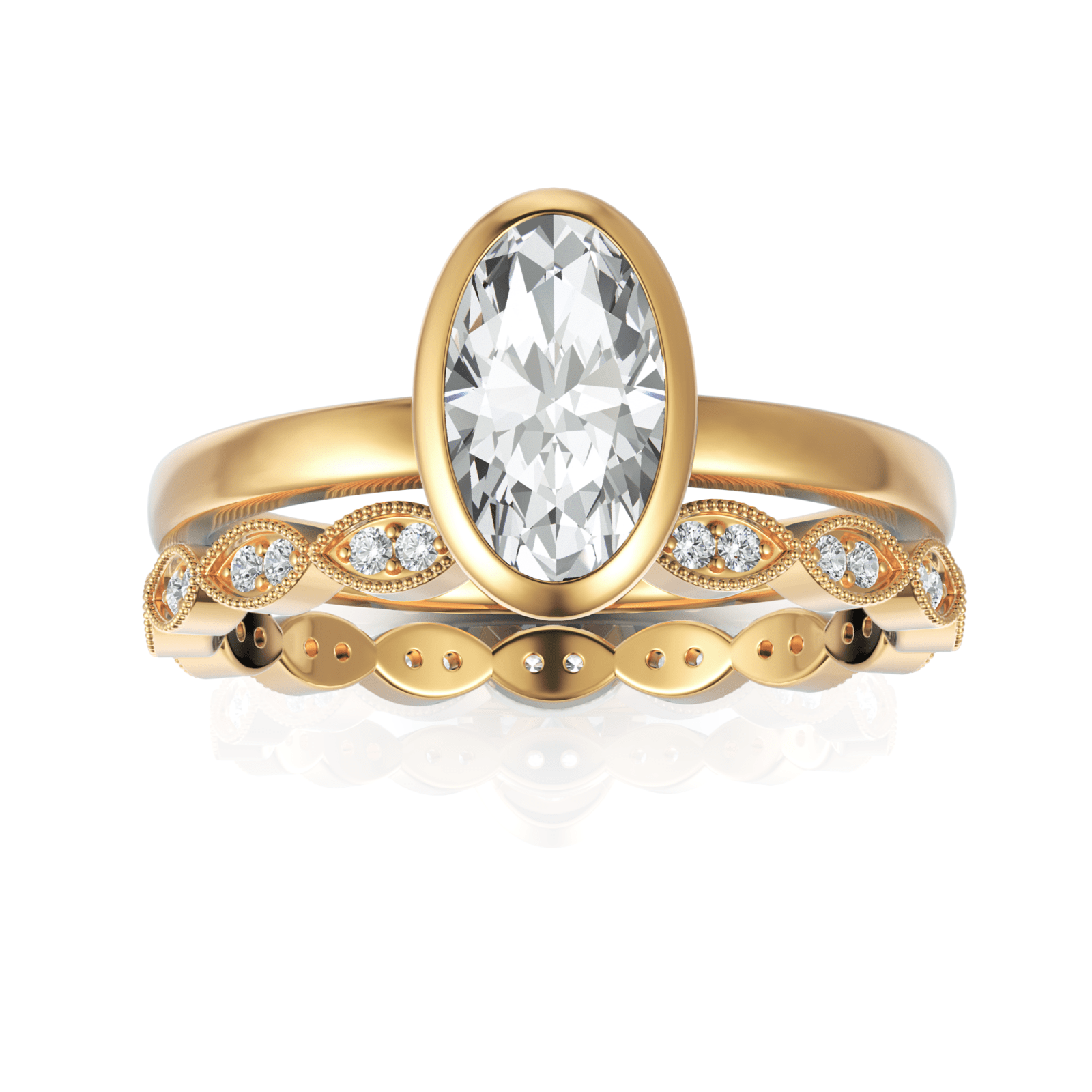 1.47CT Oval Lab Diamond Bridal Set Ring - Buvea Jewels