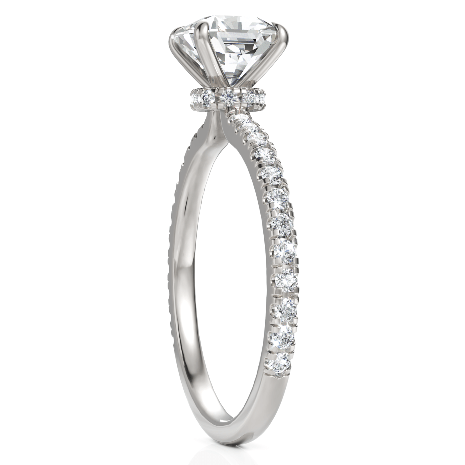 1.52CT Cushion Lab Diamond Hidden Halo Acccent Engagement Ring - Buvea Jewels