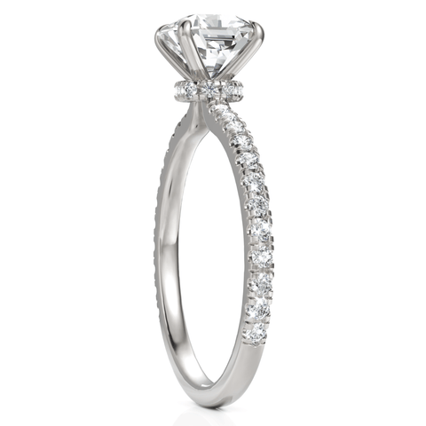 1.52CT Cushion Lab Diamond Hidden Halo Acccent Engagement Ring - Buvea Jewels