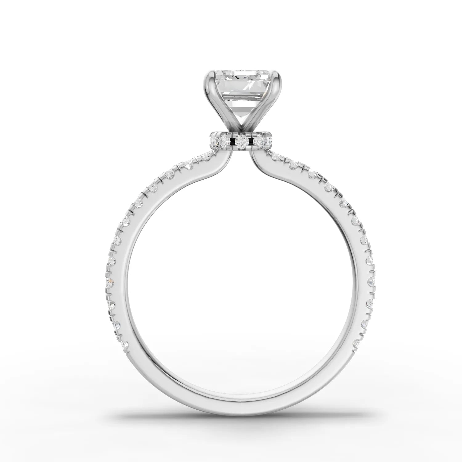 1.54CT Emerald Lab Diamond Hidden Halo Accent Engagement Ring - Buvea Jewels