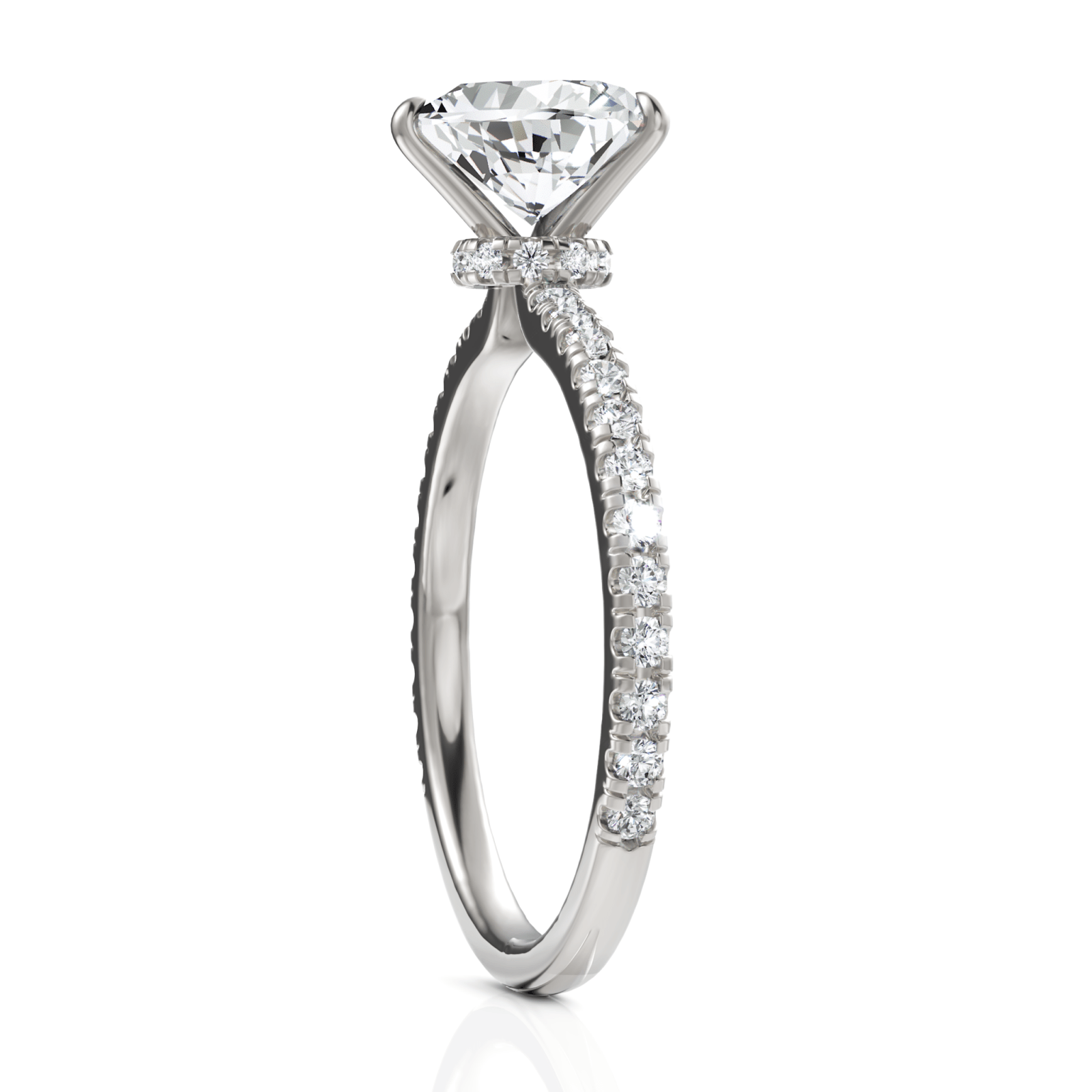 1.54CT Heart Lab Diamond Hidden Halo Accent Engagement Ring - Buvea Jewels