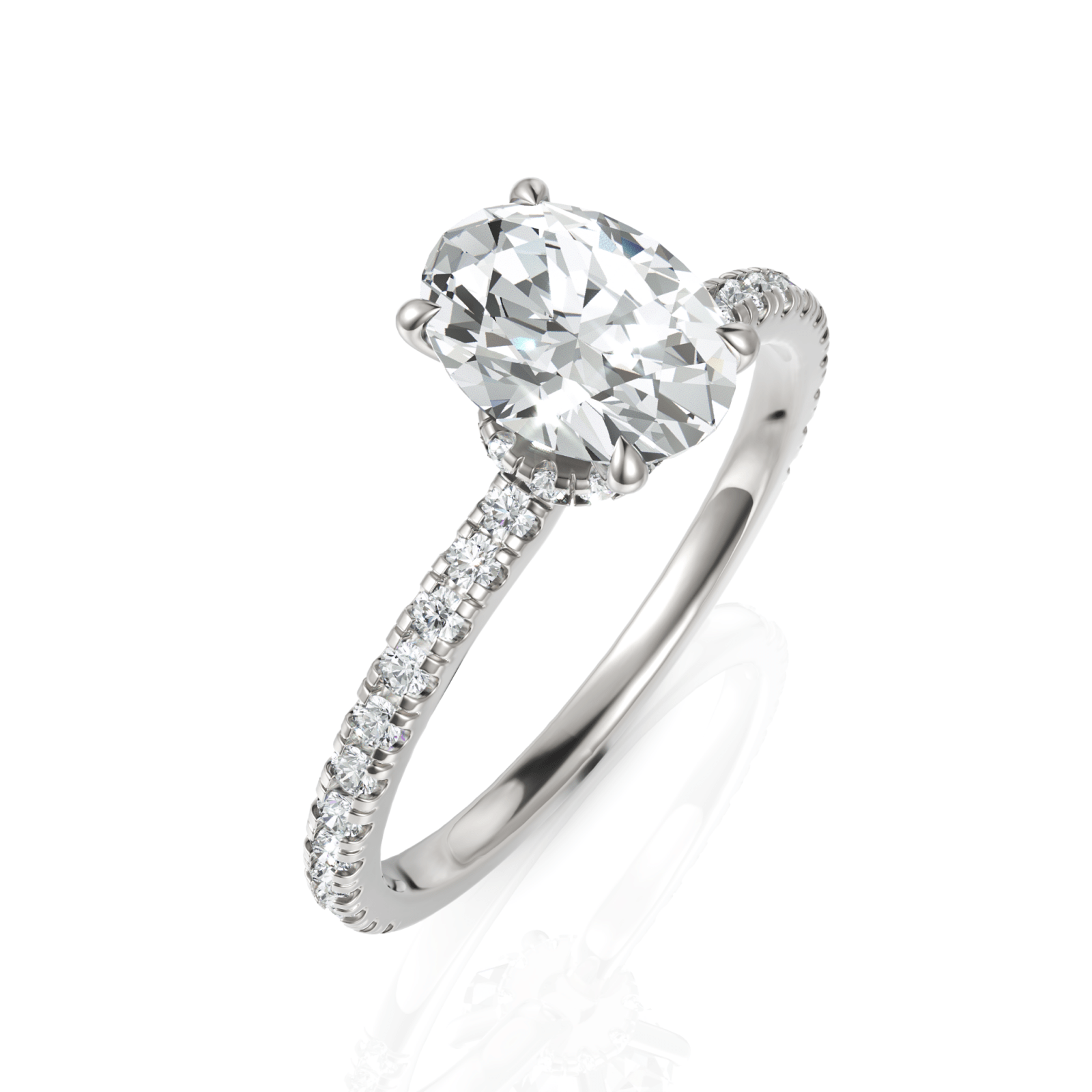 1.54CT Oval Lab Diamond Hidden Halo Accent Engagement Ring - Buvea Jewels