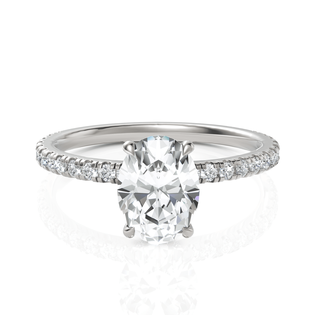 1.54CT Oval Lab Diamond Hidden Halo Accent Engagement Ring - Buvea Jewels