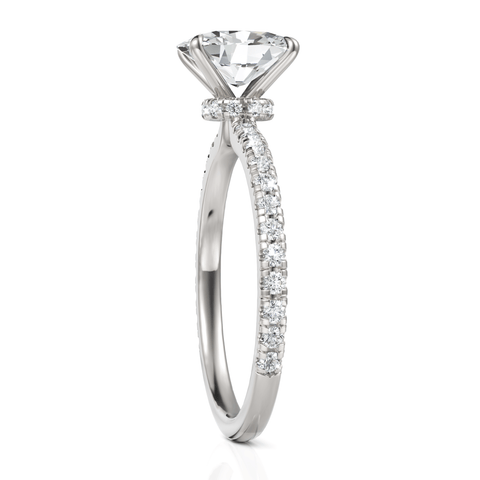 1.54CT Oval Lab Diamond Hidden Halo Accent Engagement Ring - Buvea Jewels