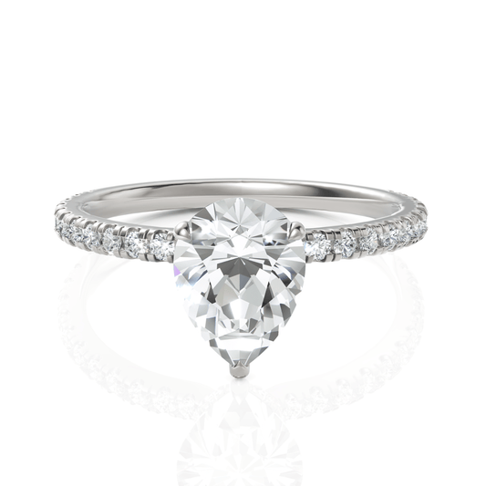 1.54CT Pear Lab Diamond Hidden Halo Accent Engagement Ring - Buvea Jewels