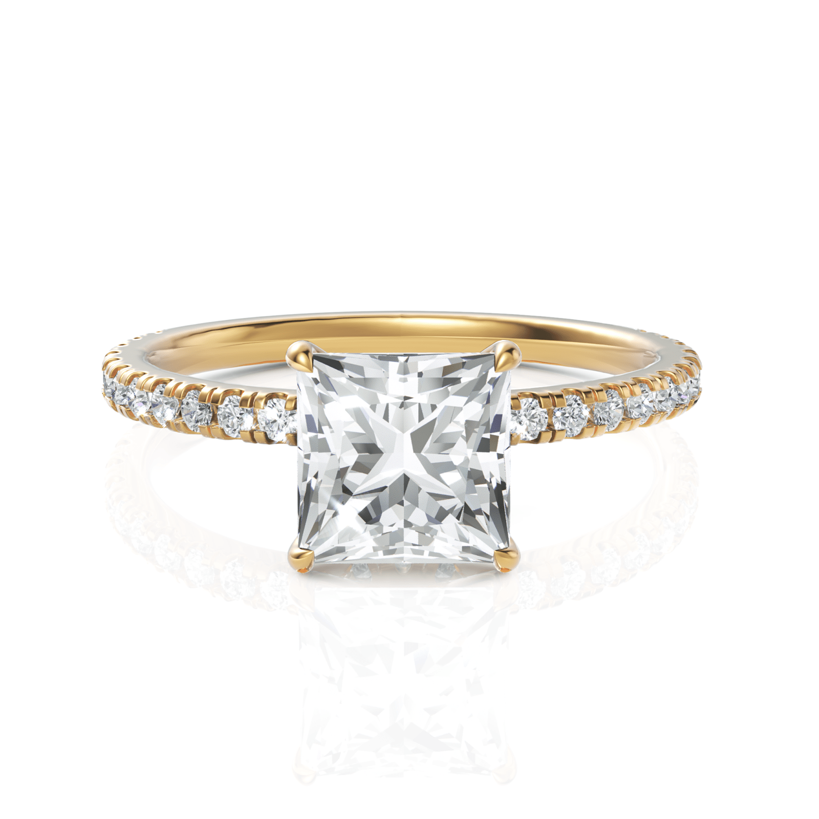 1.54CT Princess Lab Diamond Hidden Halo Accent Engagement Ring - Buvea Jewels